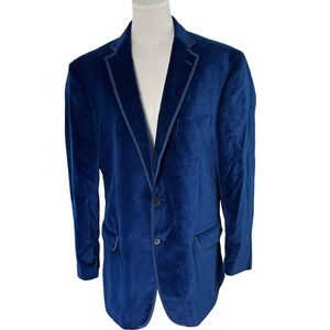 Van Heusen Studio Royal Blue Velvet Blazer Jacket Men's 42R Cotton Sport Coat